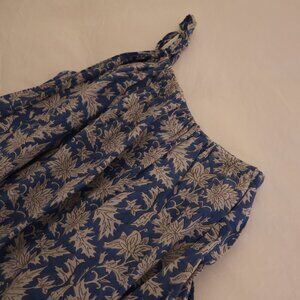 Velvet Blue and White Flower Dress - Size M